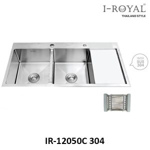 CHẬU RỬA CHÉN BÁT 2 HỘC CÂN CÓ CÁNH INOX 304 ĐÚC IR-12050C 304