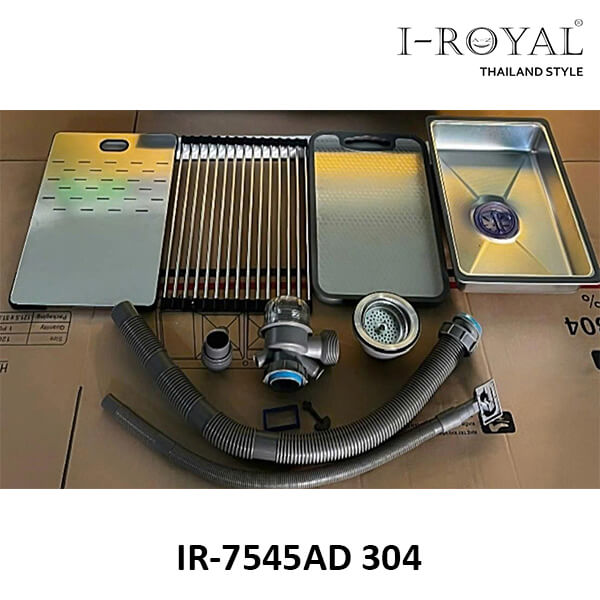 CHẬU RỬA CHÉN LẮP ÂM 1 HỘC DẬP CAO CẤP I-ROYAL IR-7545AD 304