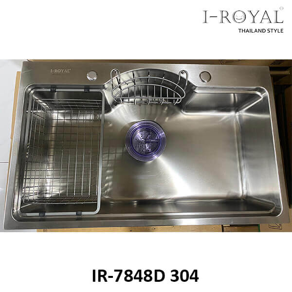 CHẬU RỬA CHÉN I-ROYAL INOX 304 DẬP NGUYÊN KHỐI CAO CẤP IR-7848D 304