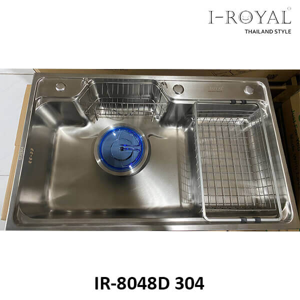CHẬU RỬA CHÉN I-ROYAL 8048 1 HỘC INOX 304 DẬP IR-8048D 304