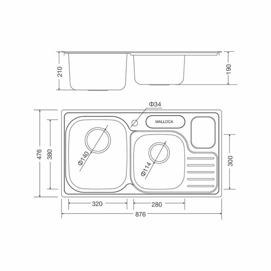 Chậu rửa inox Malloca MS 1024