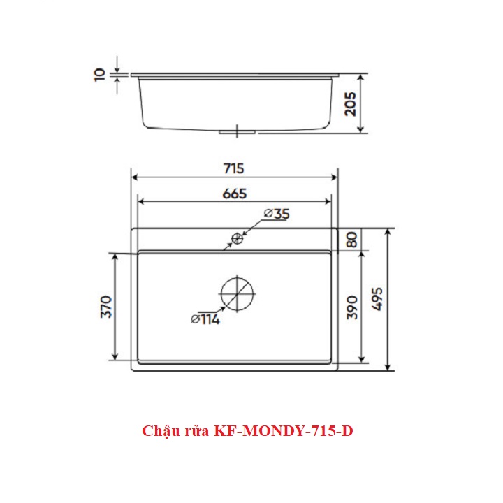 Chậu rửa đá Kaff GRANITE KF-MONDY-715-D
