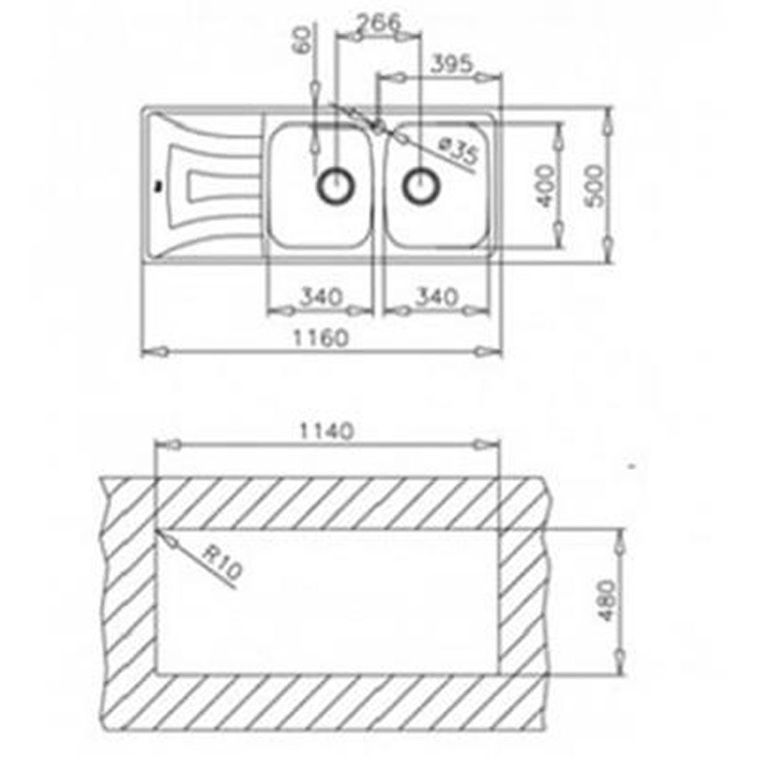 Chậu rửa INOX Teka UNIVERSO 2B 1D