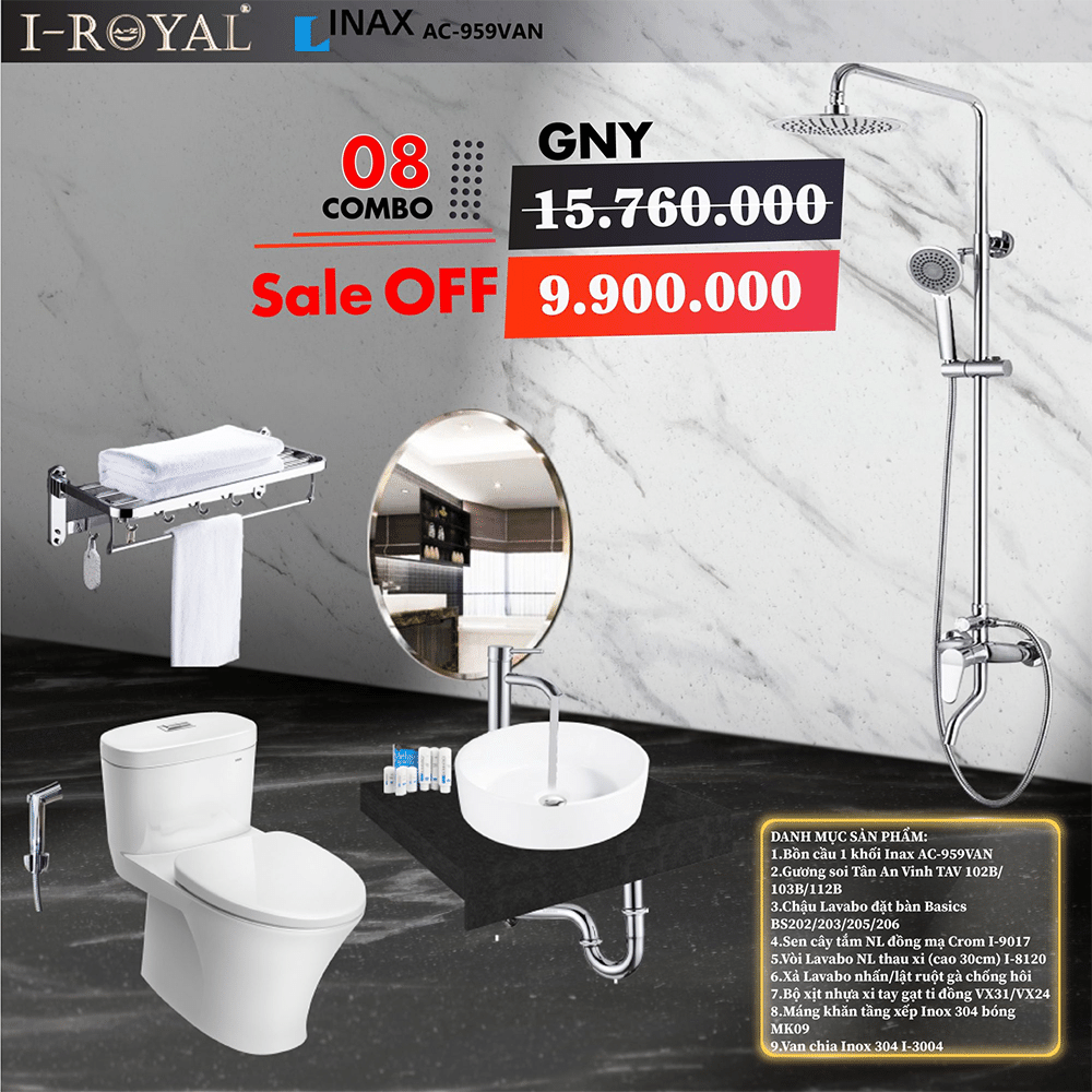 Combo thiết bị vệ sinh 9 món - Combo 08