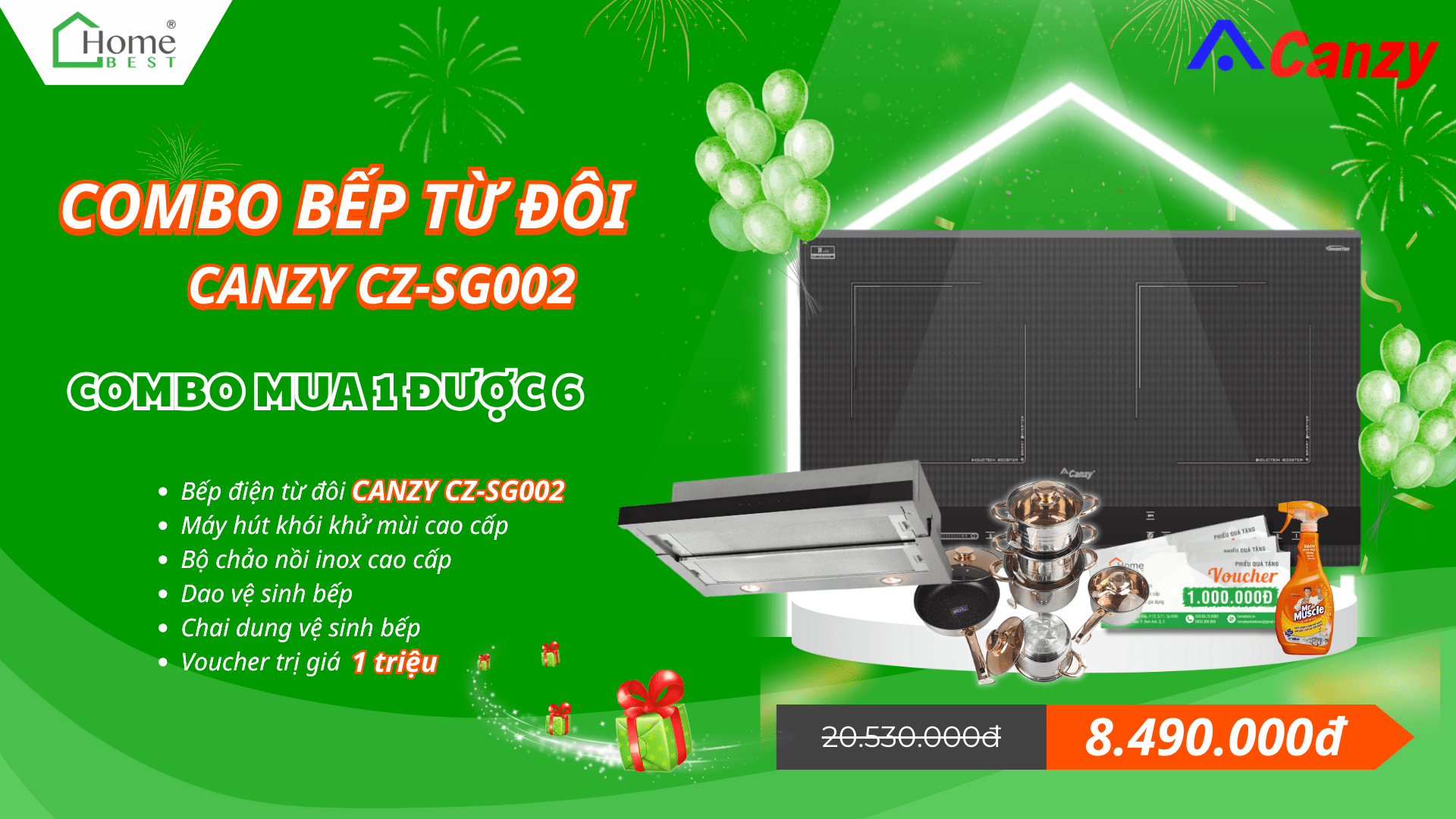 (Combo) Bếp từ đôi Canzy CZ-SG002