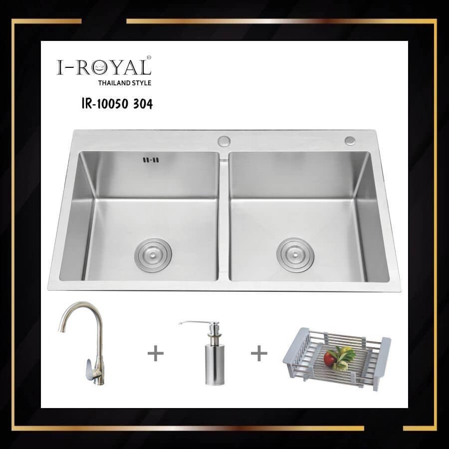 COMBO CHẬU RỬA CHÉN BÁT INOX 304 ĐÚC I-ROYAL IR-10050C 304