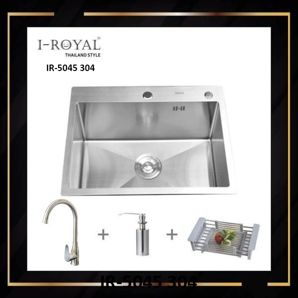 COMBO CHẬU RỬA CHÉN BÁT INOX 304 ĐÚC I-ROYAL IR-5045 304