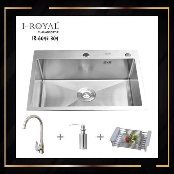 COMBO CHẬU RỬA CHÉN BÁT INOX 304 ĐÚC I-ROYAL IR-6045 304