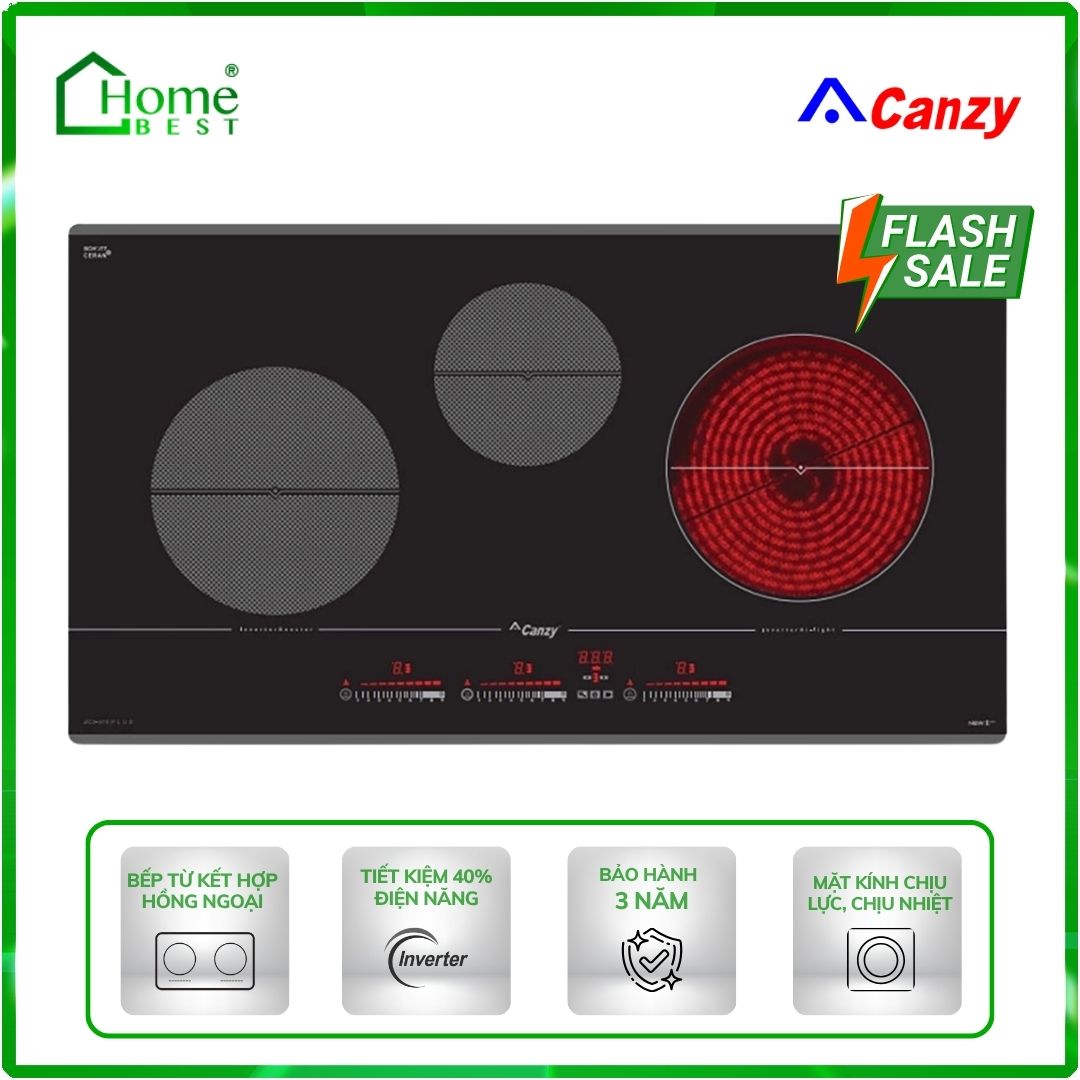 Bếp từ kết hợp hồng ngoại 3 vùng nấu Canzy CZ-970Plus