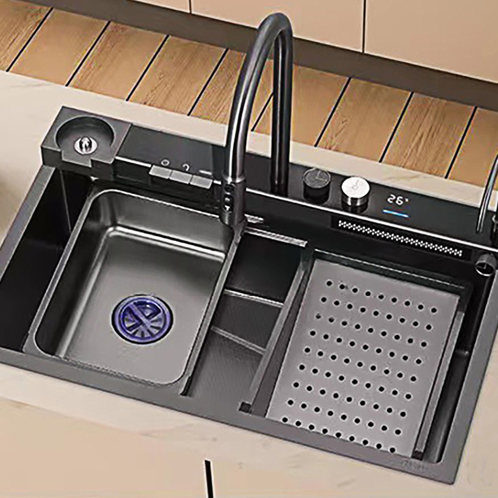 Chậu rửa chén 1 hộc 7546ĐN - Nano đen