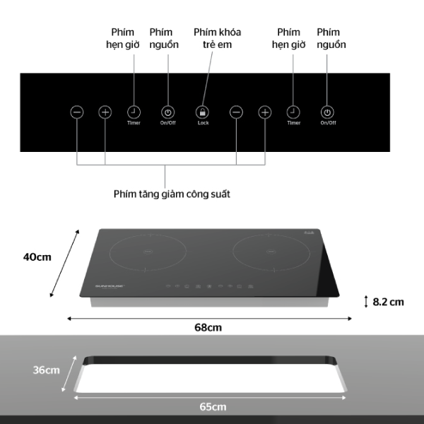 Bếp từ đôi Sunhouse SHB9111MT