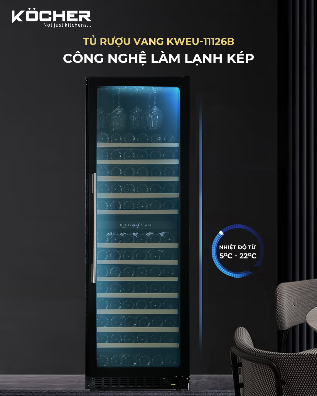 Tủ rượu vang Kocher KWEU-11126B