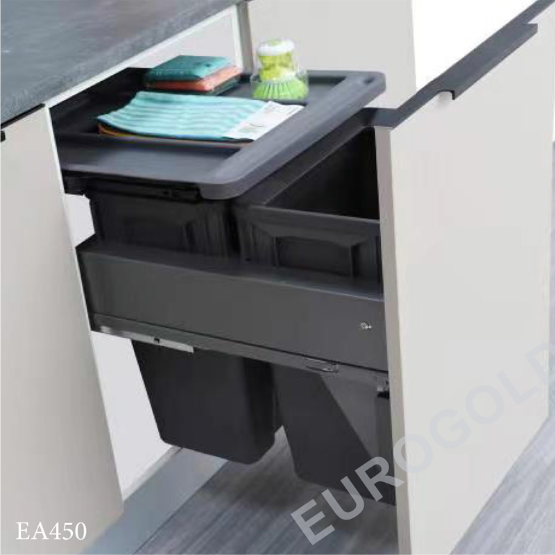 Thùng rác âm tủ ray giảm chấn cao cấp Eurogold EA450