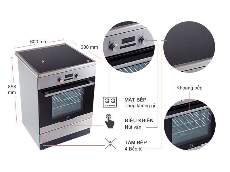Bếp từ liền lò nướng Electrolux EKI64500OX