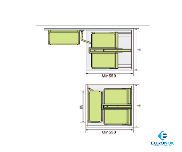 Tủ kho nan cánh mở 2 tầng Euronox EU3