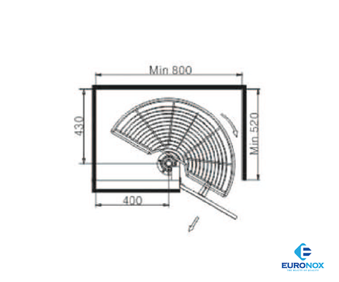 Mâm xoay góc 1/2 Euronox EU3-180A.304/ 180B.304