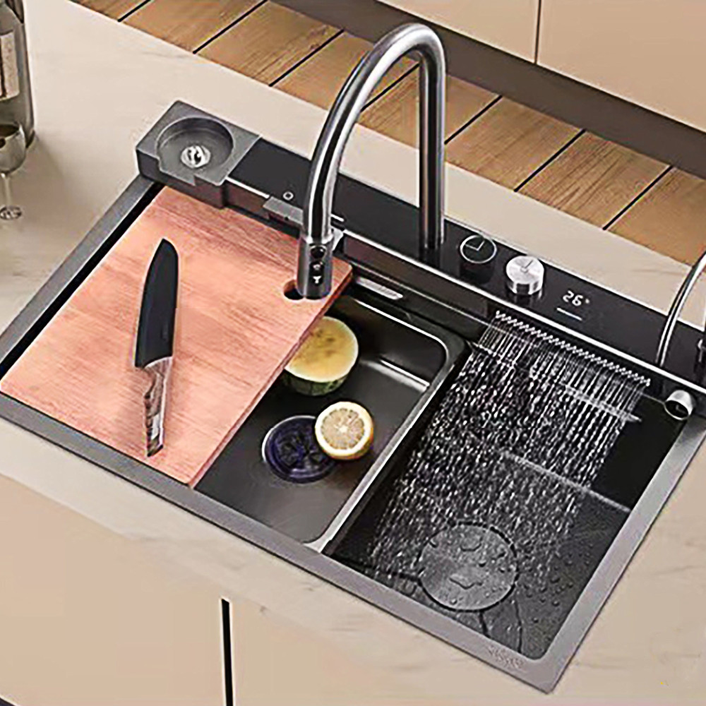 Chậu rửa chén 1 hộc 7546ĐN - Nano đen