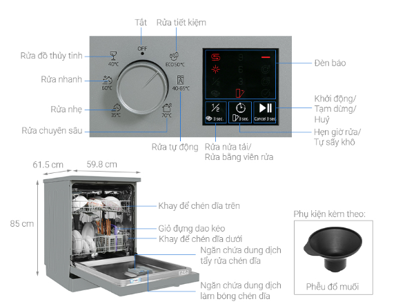 Máy rửa chén bát độc lập Beko DVN06431S