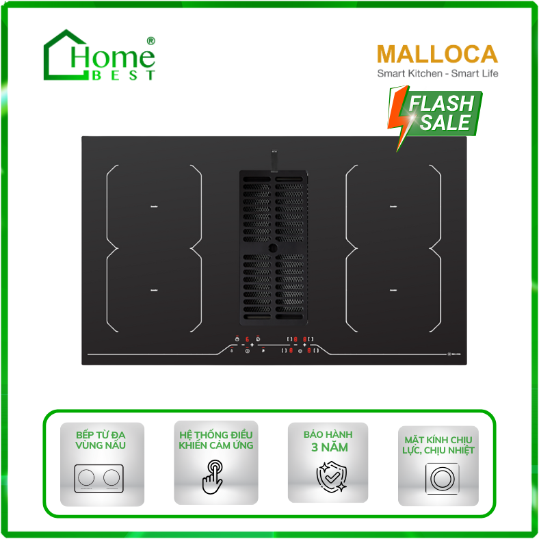 Bếp điện bốn từ kết hợp hút mùi Malloca HIH-864 LI (đèn)