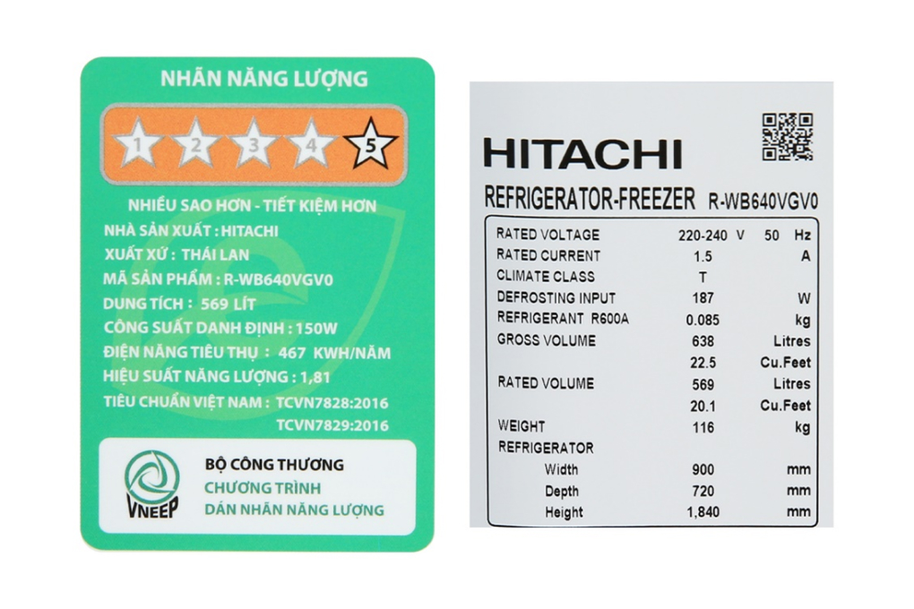 Tủ lạnh 4 cánh Hitachi R-WB640VGV0(D) GMG
