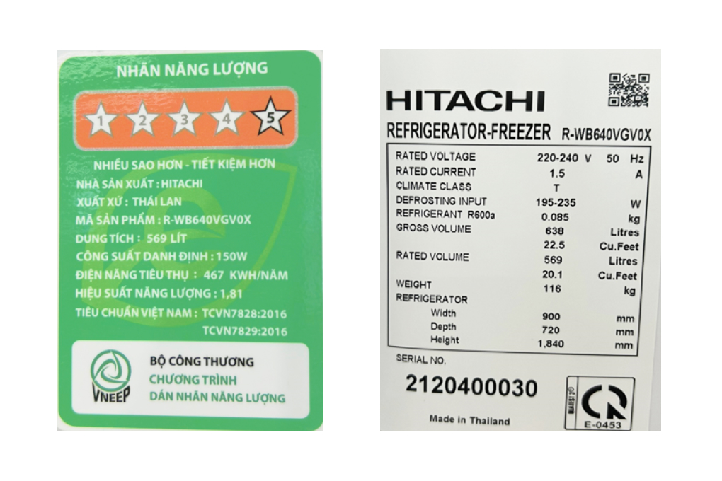 Tủ lạnh 4 cánh Hitachi R-WB640VGV0X MIR