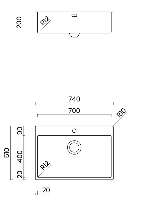 Chậu rửa chén 1 hộc NOBINOX TASCA PURA NT675T