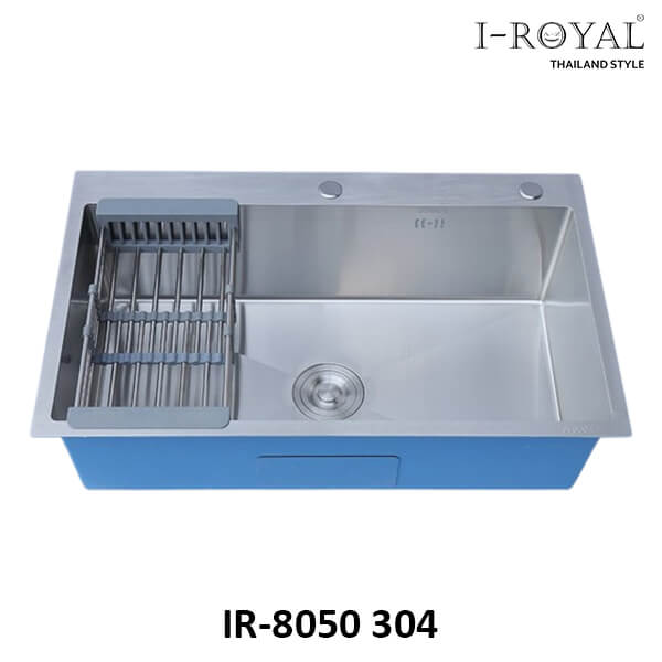 CHẬU RỬA CHÉN I-ROYAL INOX 304 1 HỘC ĐÚC CAO CẤP IR-8050 304