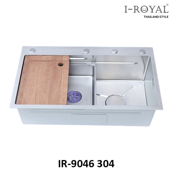 CHẬU RỬA CHÉN I-ROYAL INOX 304 1 HỘC ĐÚC CAO CẤP IR-9046 304