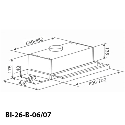 Máy hút khói, hút mùi âm tủ Binova BI-26-B-06