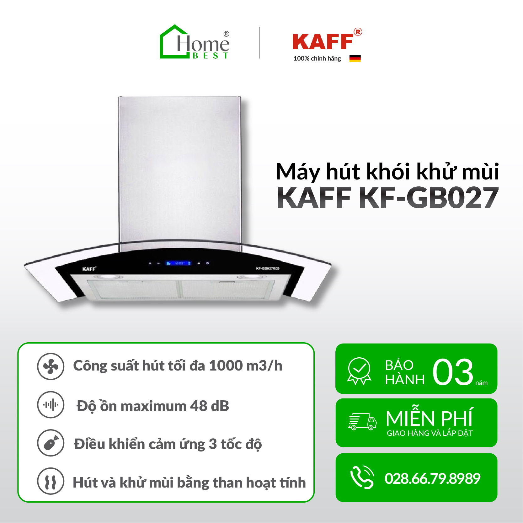 Máy hút khói, hút mùi kính cong KAFF KF-GB027