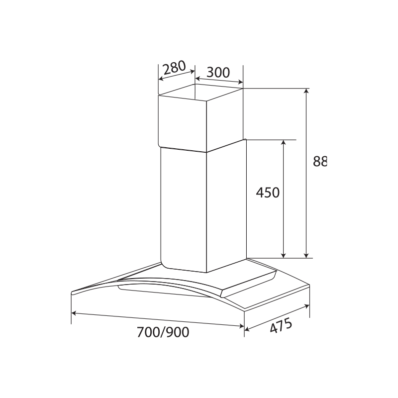 Máy hút khói, hút mùi kính cong KAFF KF-GB905
