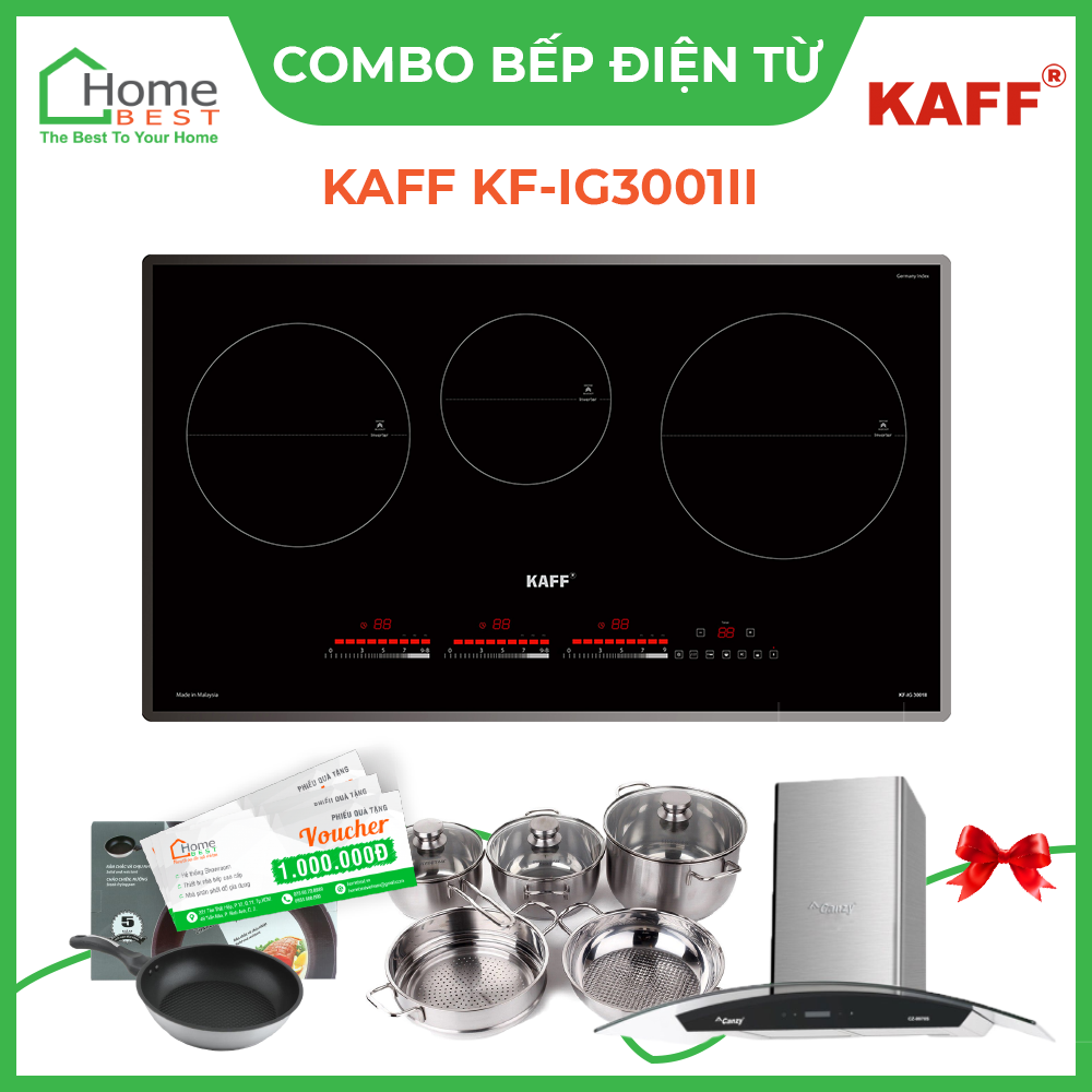 (Combo) Bếp từ 3 vùng nấu Kaff KF-IG3001II