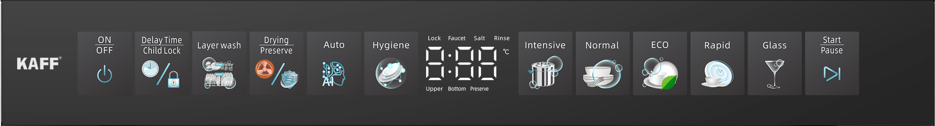 Máy rửa chén KAFF KF-ULTRA775B RE (New 2025) - Made in Thailand ( Công nghệ sấy PTC )
