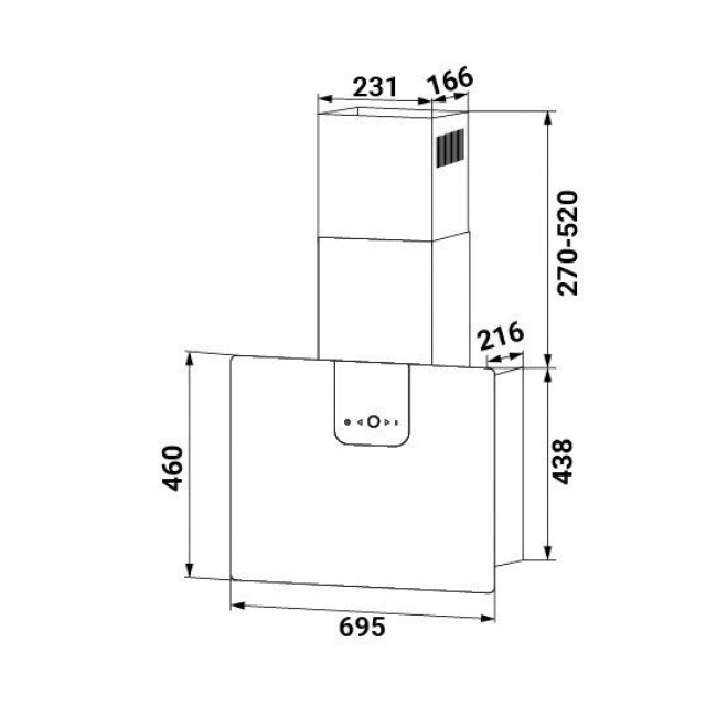 Máy hút khói, hút mùi kính vát KAFF KF-VERTI 700WHI