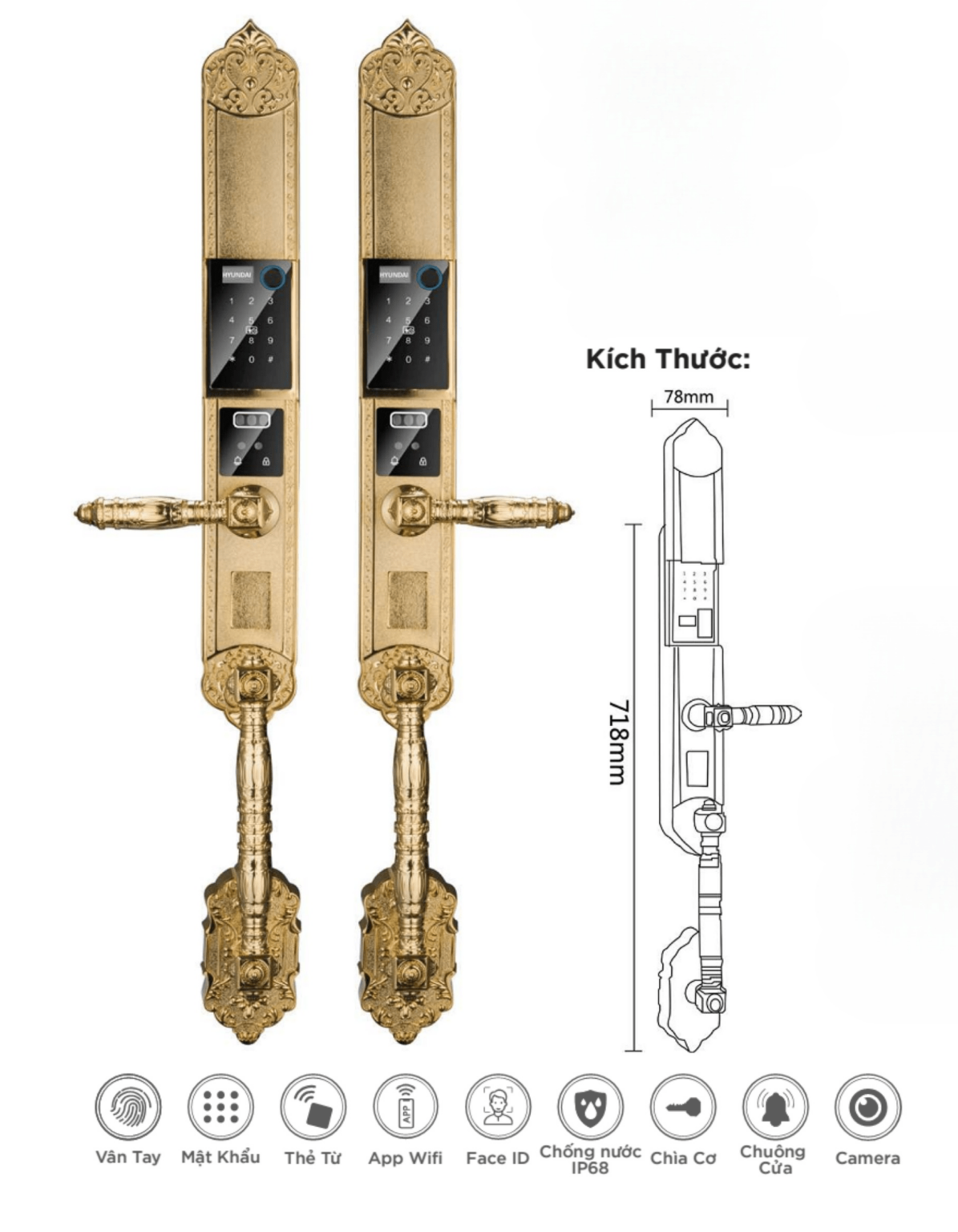 Khóa điện tử đại sảnh Hyundai HY-SLC8820 GOLD