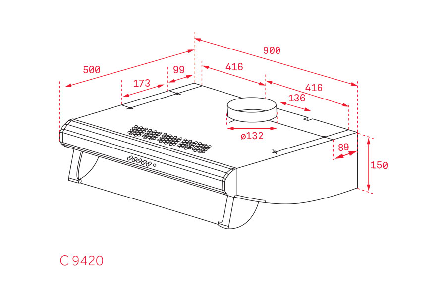 Máy hút khói, hút mùi cổ điển Teka C 9420