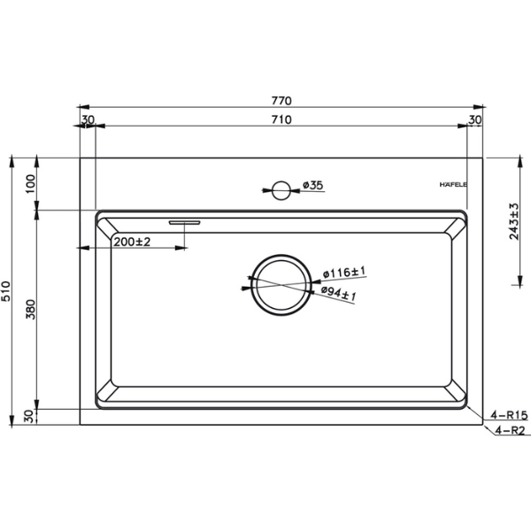 Chậu rửa đá Hafele HS22-GEN1S90M - 577.25.330