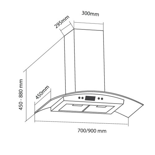 Máy hút khói, hút mùi kính cong Eurosun EH - 90K06