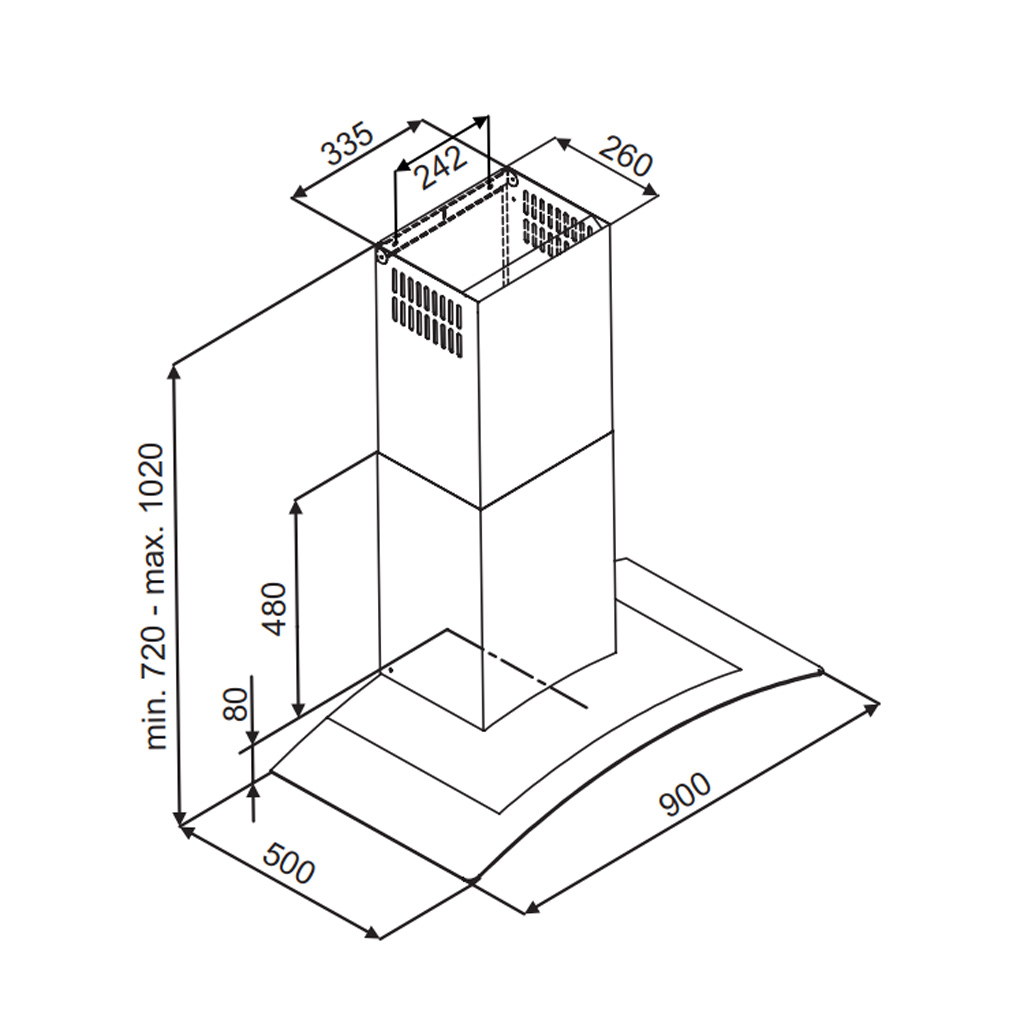 Máy hút khói, hút mùi kính cong Fagor 3CFV - 901X