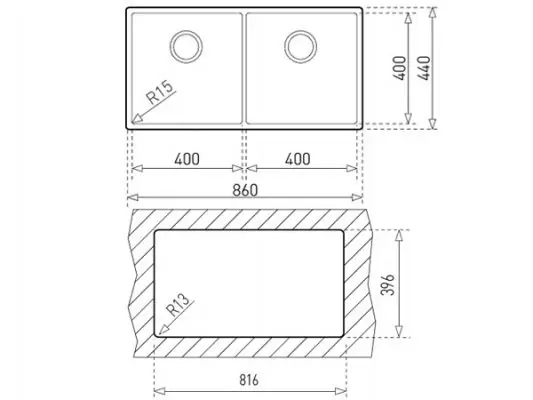 Chậu rửa INOX Teka BE LINEA RS15 2B 86