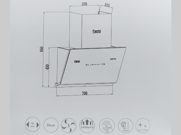 Máy hút khói, hút mùi kính vát Fermi SH006