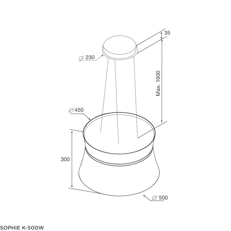 Máy hút khói, hút mùi đảo Malloca  SOPHIE K - 500B