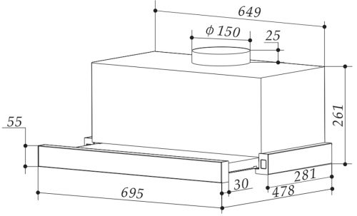 Máy hút khói, hút mùi âm tủ Bauer BC 7002T NEW