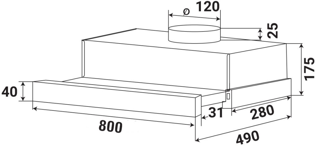 Máy hút khói, hút mùi âm tủ KAFF KF-TL80H