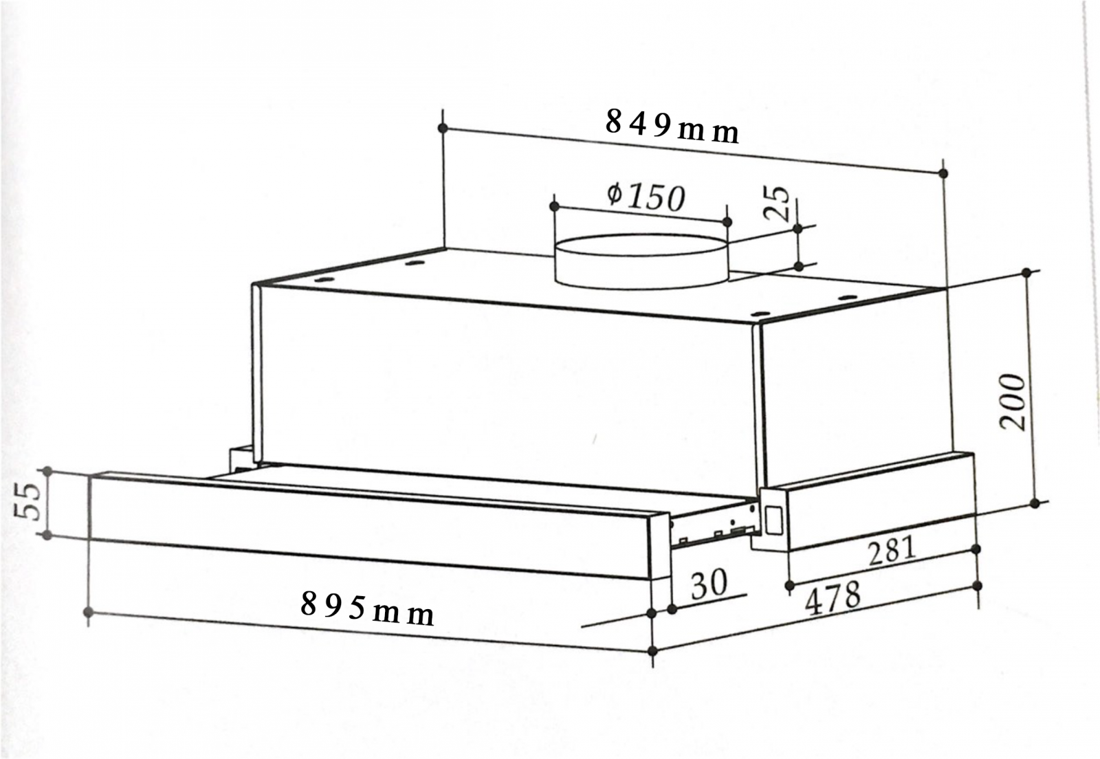 Máy hút khói, hút mùi  âm tủ Arber AB-900KC