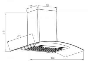Máy hút khói, hút mùi kính cong Binova BI-1700SH (70cm)