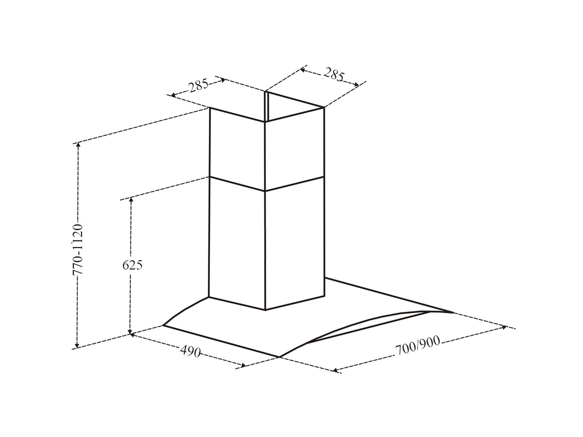 Máy hút khói, hút mùi kính cong Canzy CZ-MR90
