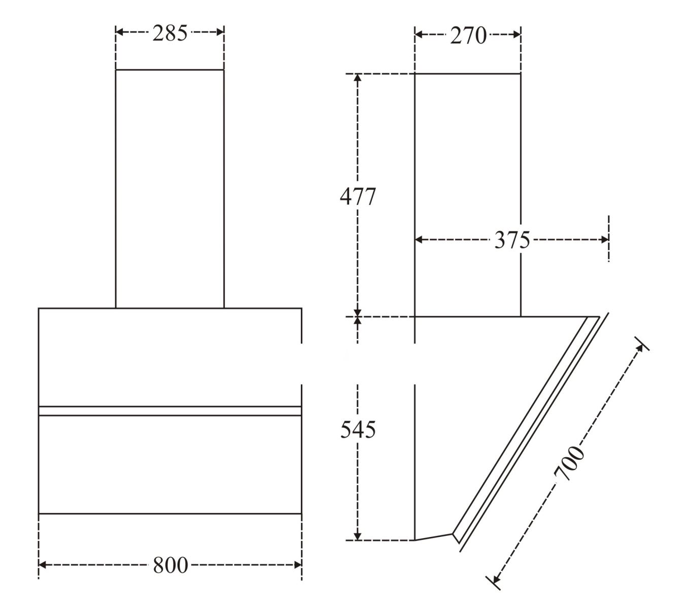 Máy hút khói, hút mùi kính vát Canzy CZ-SB08