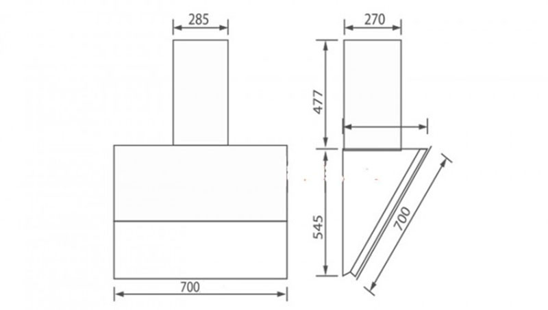Máy hút khói, hút mùi kính vát Canzy CZ-0EA