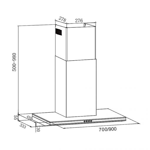 Máy hút khói, hút mùi kính ngang Eurosun EH - 90AF75
